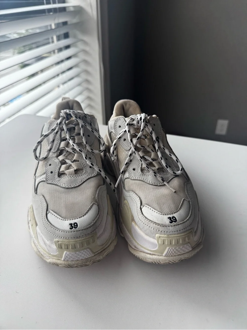 Balenciaga Cream White Layered Triple-S Style Sneakers - Picture 2 of 6